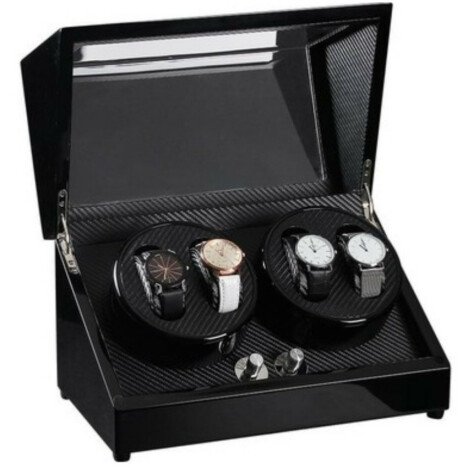 Cutie intors ceasuri automatice iUni, Watch Winder 4 Negru-Carbon